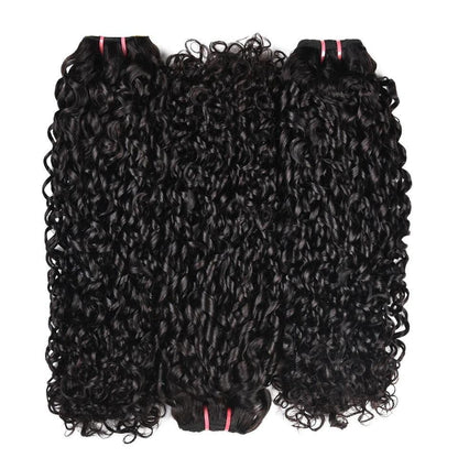 Super Double Drawn 12A Grade Pissy Curl BUNDLES with CLOSURES & FRONTA