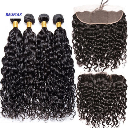 Brazilian Jerry Curl 10A Grade 3/4 bundles with 4x4 Closures & 13x4 Fr