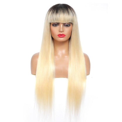 #1B/613 Straight 180% Density #613 Wig with Bang 200% Density Human