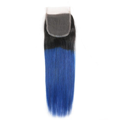 10A Grade Brazilian Blue Straight BUNDLES with CLOSURES & FRONTALS #1B