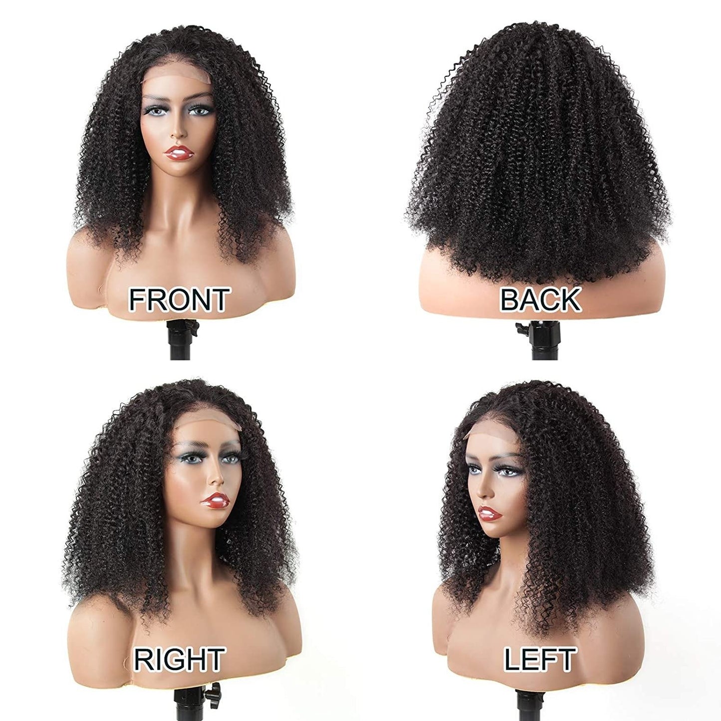 180% Density Full 4x4 Transparent Lace Front Afro Kinky Curly Human Ha