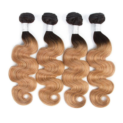 #27 Body Wave 10A Grade #1B/27 Hair BUNDLES with 4x4 CLOSURES & 13x4 F