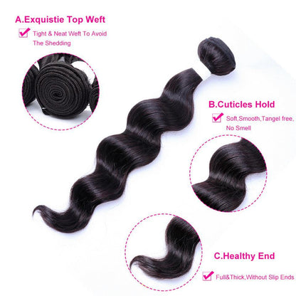 BeuMax 10A Grade 3/4 Loose body Wave  Bundles with 4x4 Closure