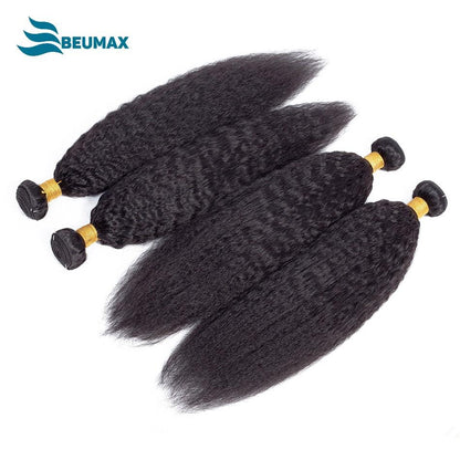 BeuMax 10A Grade 3/4 Kinky Straight Bundles with 4x4 Closure Brazilian