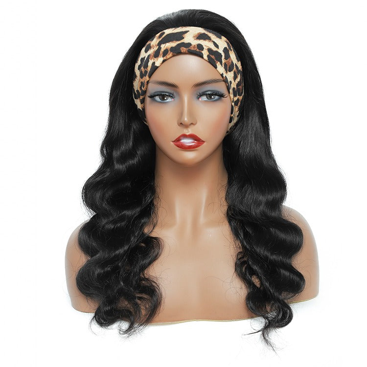 Headband Human Hair Scarf Wig Body Wave No GLUE Easy Wear for Women 18