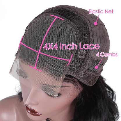 180% Density Full 4x4 Transparent Lace Front Loose Wave Human Hair Wig