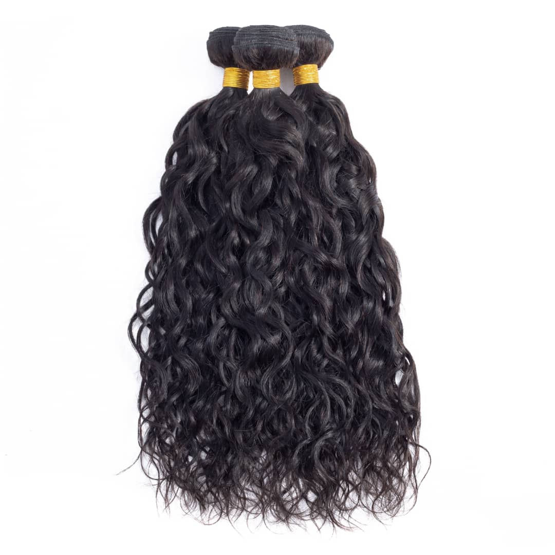 10A Grade 3/4 Water Wave Human Hair bundles with  4x4 Closures & 13x4