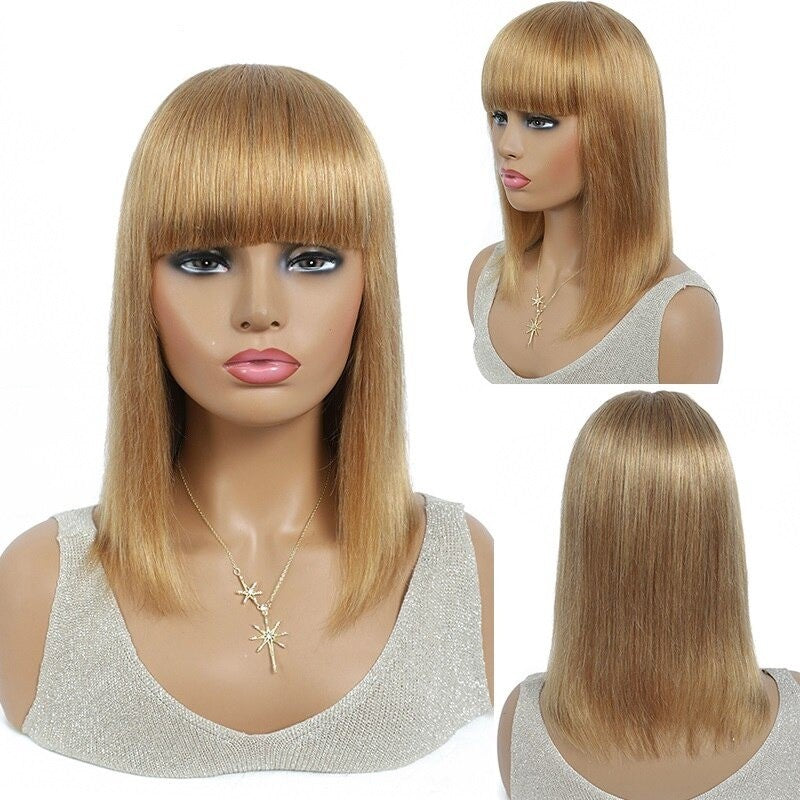 #613 Brazilian 99J Burgundy Short Bob Remy Straight Human Hair Wigs Wi