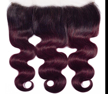 10A Grade #99J  Body Wave #1B/99j BUNDLES with 4x4 CLOSURES & 13x4 FRO