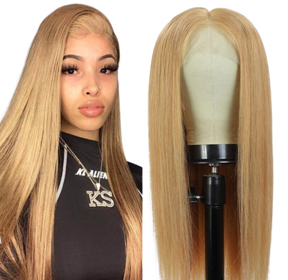 #27 Straight 13x1x4 T part Lace 4x4 Closure wigs Body Wave #33 Transpa