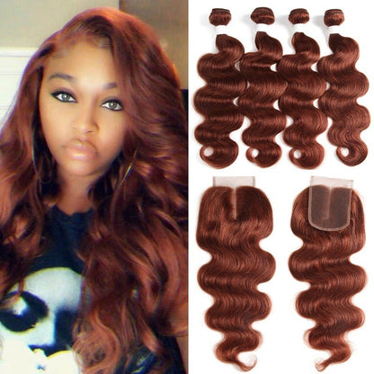 10A Grade #33 Body Wave #4 BUNDLES with CLOSURES & FRONTALS