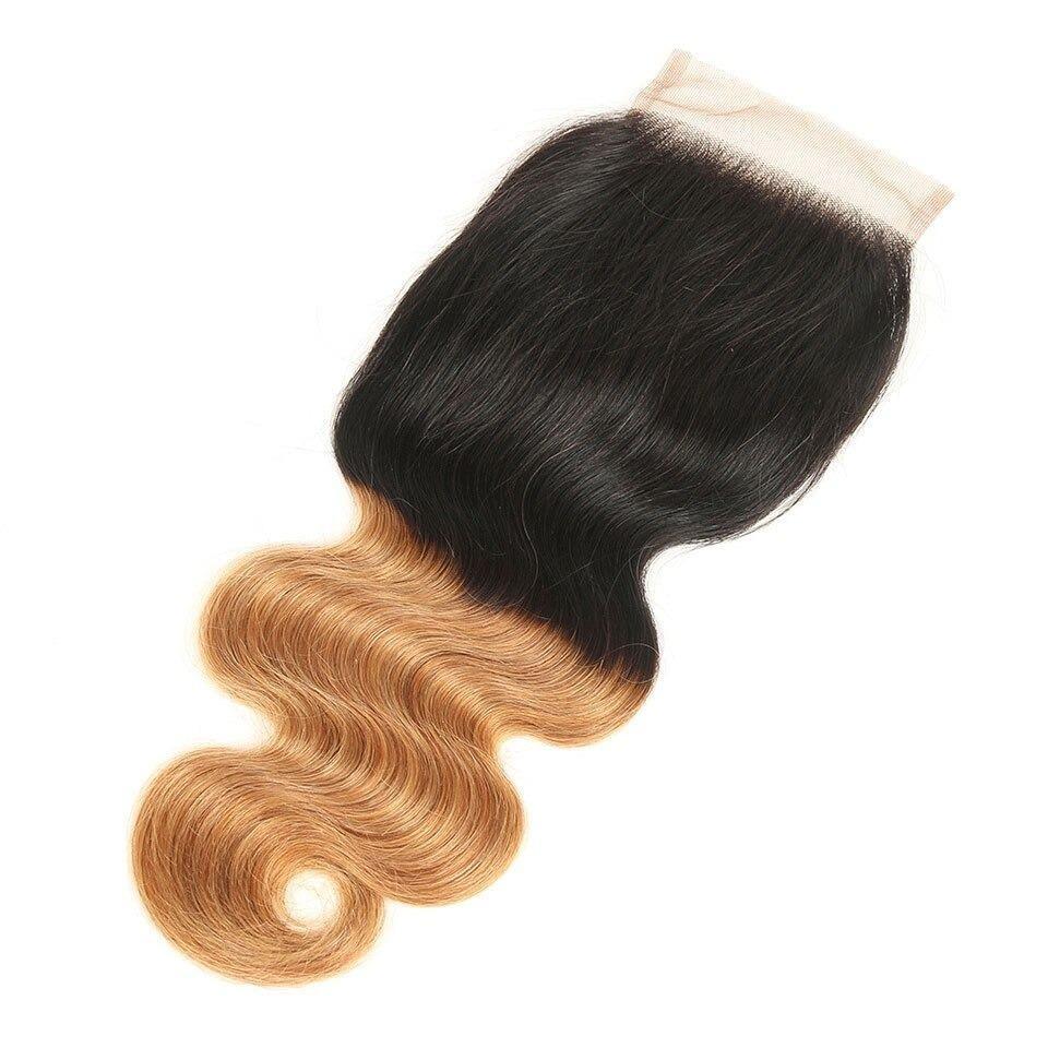 #27 Body Wave 10A Grade #1B/27 Hair BUNDLES with 4x4 CLOSURES & 13x4 F