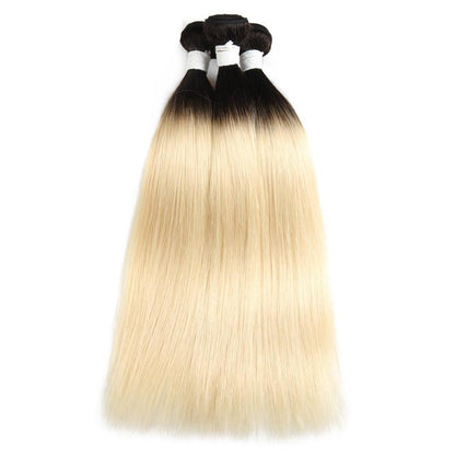 Brazilian Blonde 10A Grade #1B/613 Straight BUNDLES with CLOSURES & FR