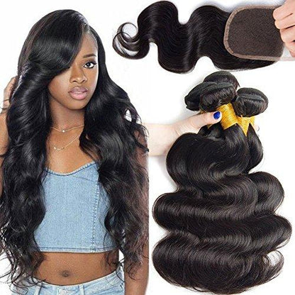 10A Grade Body Wave 3/4 Human Hair Bundles with 4x4 Closure 13x4 front