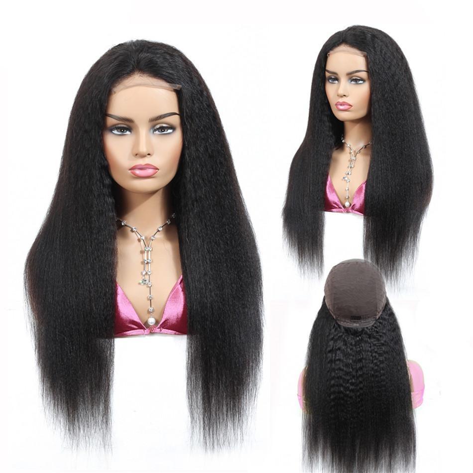 180% Density Full 4x4 Transparent Lace Front Kinky Straight Human Hair