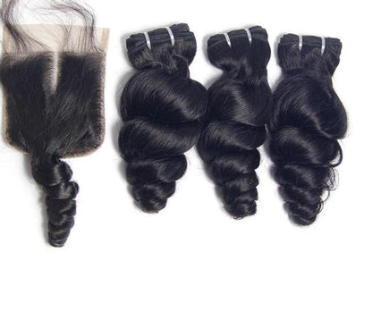 Super Double Drawn 12A Grade Loose Wave BUNDLES with CLOSURES & FRONTA