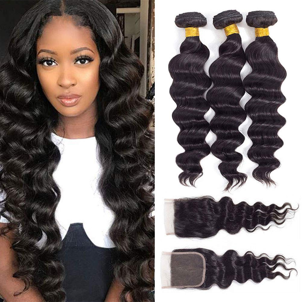 BeuMax 10A Grade 3/4 Loose body Wave  Bundles with 4x4 Closure