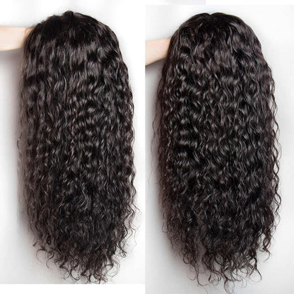 180% Density Full 4x4 Transparent Lace Front Water Wave Human Hair Wig