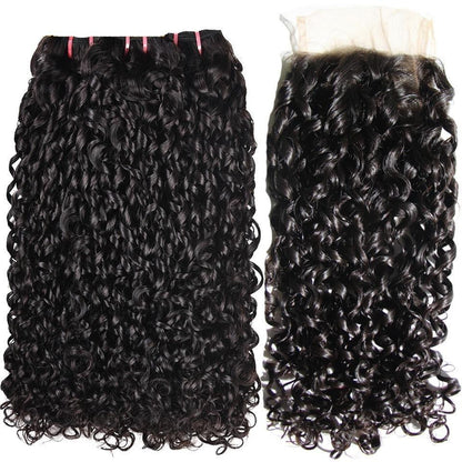 Super Double Drawn 12A Grade Pissy Curl BUNDLES with CLOSURES & FRONTA