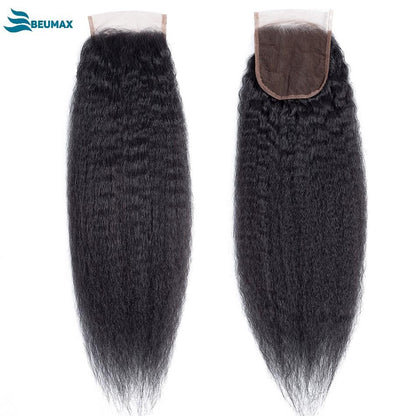 BeuMax 10A Grade 3/4 Kinky Straight Bundles with 4x4 Closure Brazilian