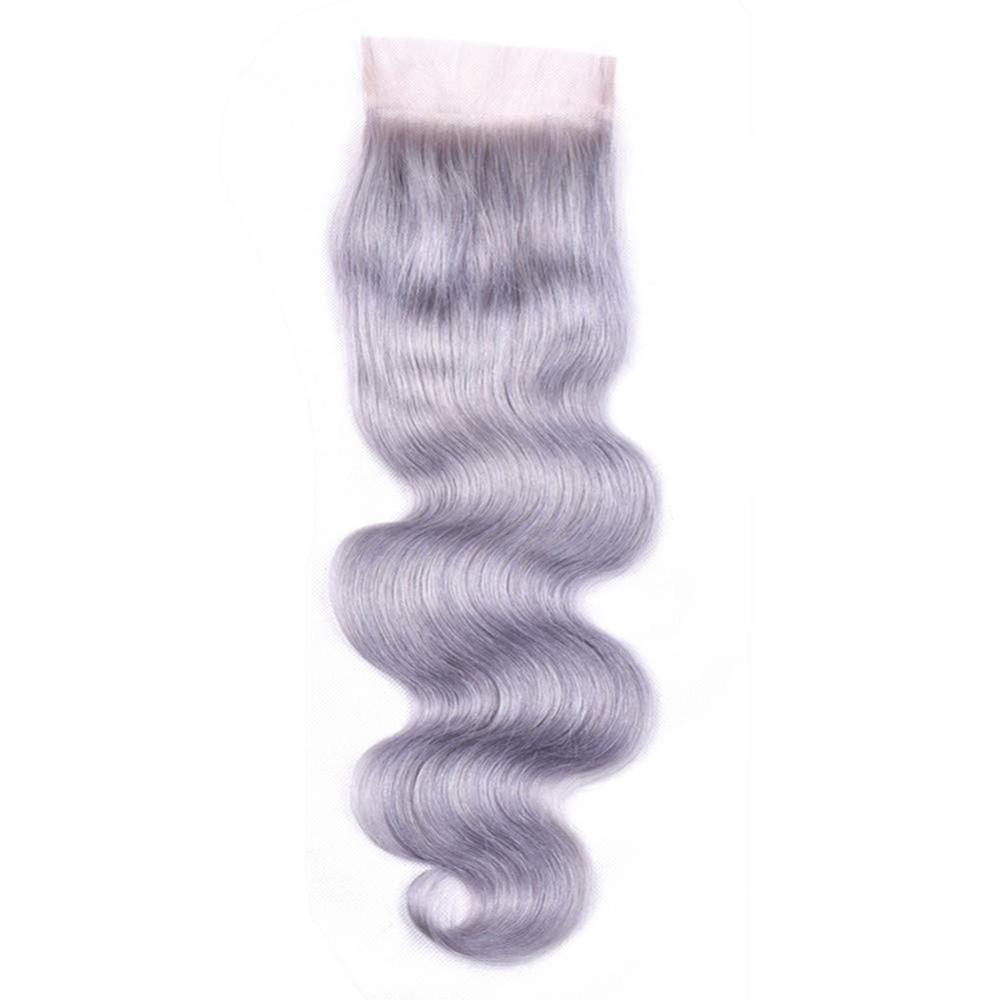 Gray 10A Grade Silver #1B/ Silver  3/4 Body Wave BUNDLES with CLOSURES