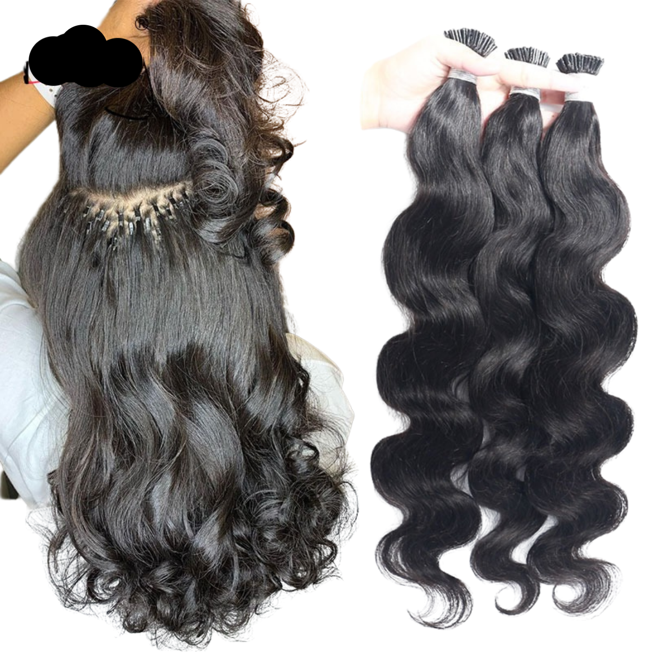 Body Wave Human Hair i Tip Microlinks Bulk Braiding Human Hair Bundles