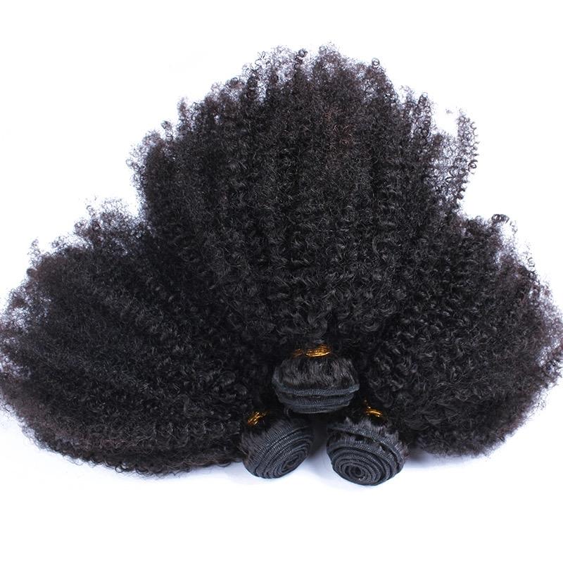 10A Grade 3/4 Bundles Afro Kinky Curly weave with 4X4 Closures & 13x4