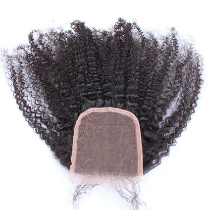 10A Grade 3/4 Bundles Afro Kinky Curly weave with 4X4 Closures & 13x4