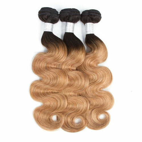 #27 Body Wave 10A Grade #1B/27 Hair BUNDLES with 4x4 CLOSURES & 13x4 F