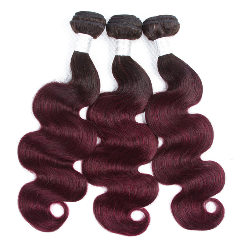 10A Grade #99J  Body Wave #1B/99j BUNDLES with 4x4 CLOSURES & 13x4 FRO