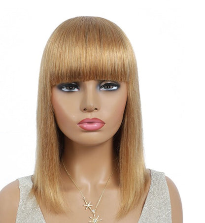 #613 Brazilian 99J Burgundy Short Bob Remy Straight Human Hair Wigs Wi