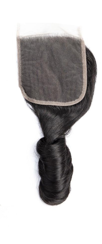 10A Grade 3/4 Straight Bouncy Curl Fumi Human Hair bundles with 4x4 Cl