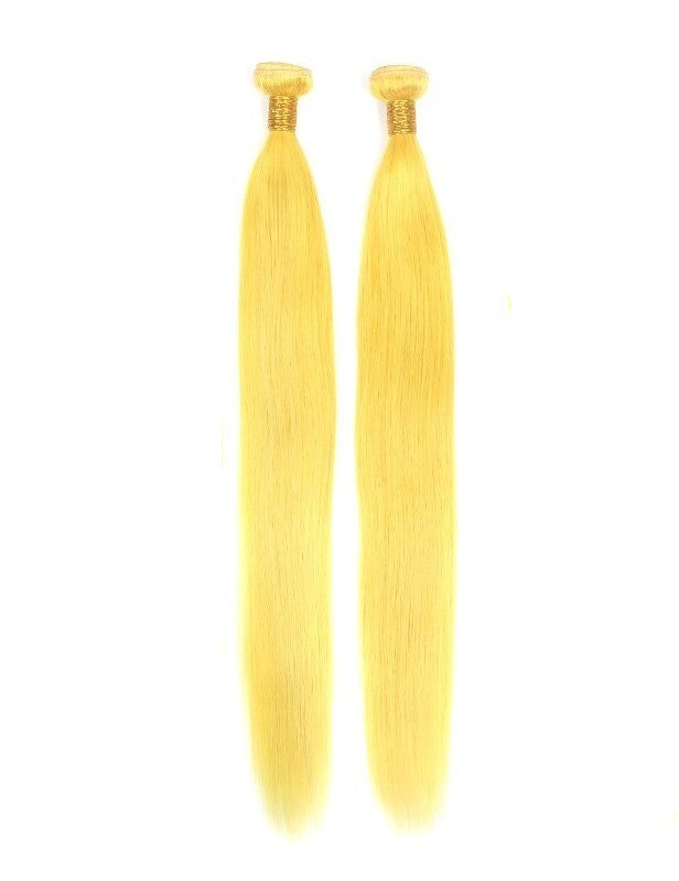 #Yellow 10A Grade #1B/Yellow Straight 3/4 BUNDLES with CLOSURES & FRON