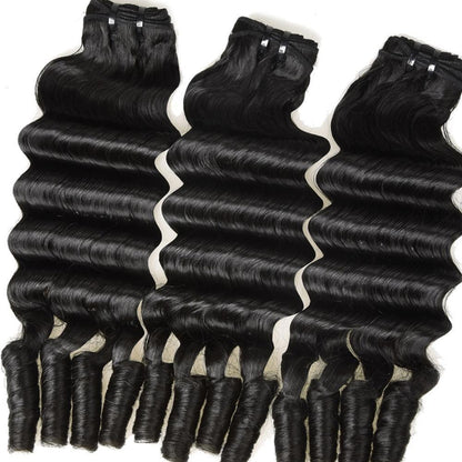 Super Double Drawn 12A Grade Fancy Curl Fumi Hair BUNDLES with CLOSURE