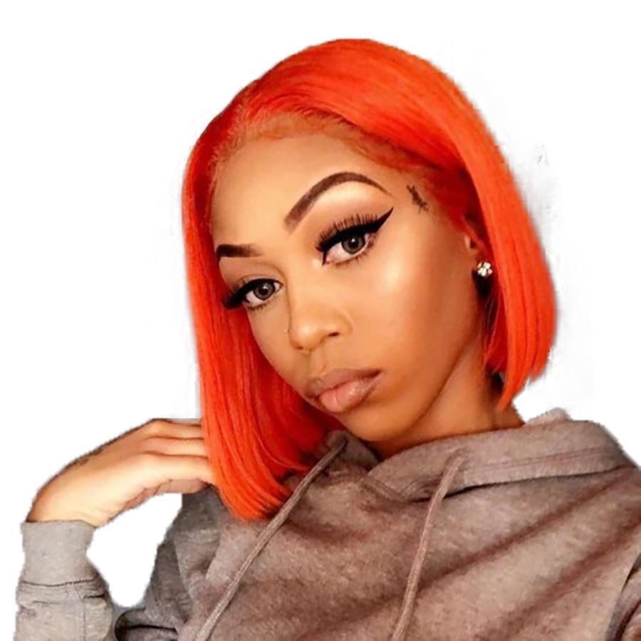 10A Grade Orange #1B/350  Straight 3/4 BUNDLES with CLOSURES & FRONTAL