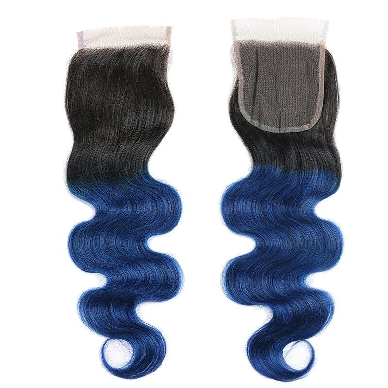 10A Grade Blue Body Wave BUNDLES with CLOSURES & FRONTALS #1B/ blue