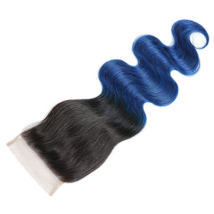 10A Grade Blue Body Wave BUNDLES with CLOSURES & FRONTALS #1B/ blue