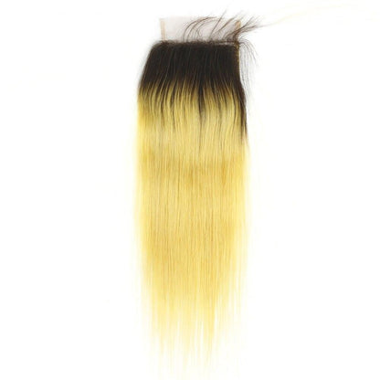 #Yellow 10A Grade #1B/Yellow Straight 3/4 BUNDLES with CLOSURES & FRON