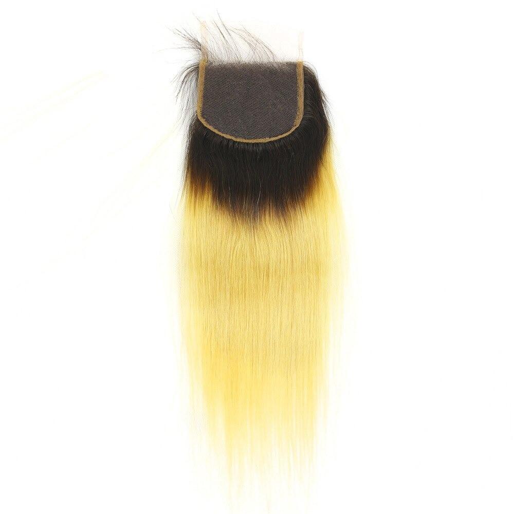 #Yellow 10A Grade #1B/Yellow Straight 3/4 BUNDLES with CLOSURES & FRON