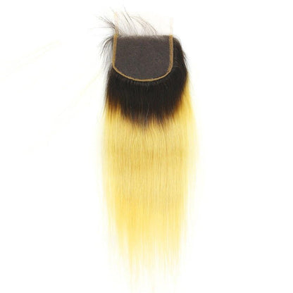 #Yellow 10A Grade #1B/Yellow Straight 3/4 BUNDLES with CLOSURES & FRON