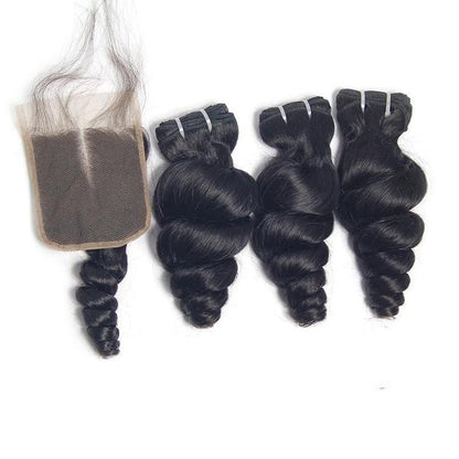 Super Double Drawn 12A Grade Loose Wave BUNDLES with CLOSURES & FRONTA