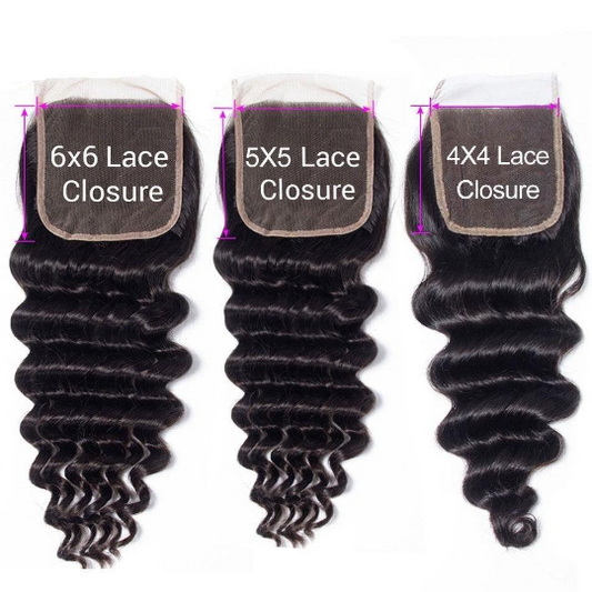 10A Grade Deep Wave 4x4 Brazilian  5x5 Lace 6x6 Closure Remy Human Hai