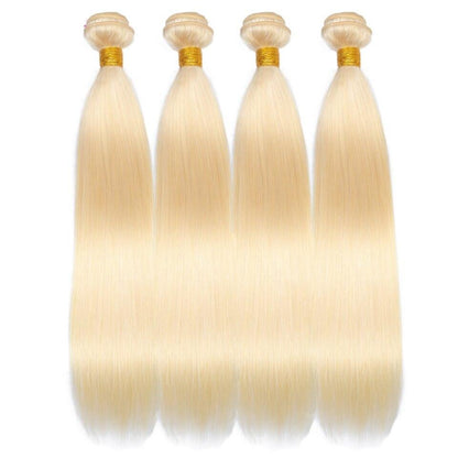 Brazilian Blonde 10A Grade #1B/613 Straight BUNDLES with CLOSURES & FR