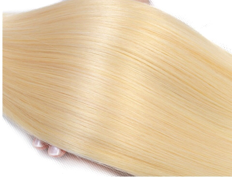 Brazilian Blonde 10A Grade #1B/613 Straight BUNDLES with CLOSURES & FR