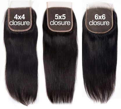 10A Grade Straight 4x4 Brazilian  5x5 Lace 6x6 Closure Remy Human Hair