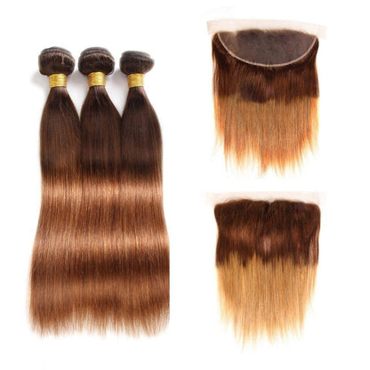 #4/30 Straight Ombre 10A Grade Body Wave #30 BUNDLES with 4x4  CLOSURE