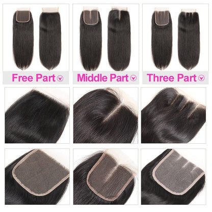 10A Grade Straight 4x4 Brazilian  5x5 Lace 6x6 Closure Remy Human Hair