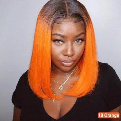 10A Grade Orange #1B/350  Straight 3/4 BUNDLES with CLOSURES & FRONTAL