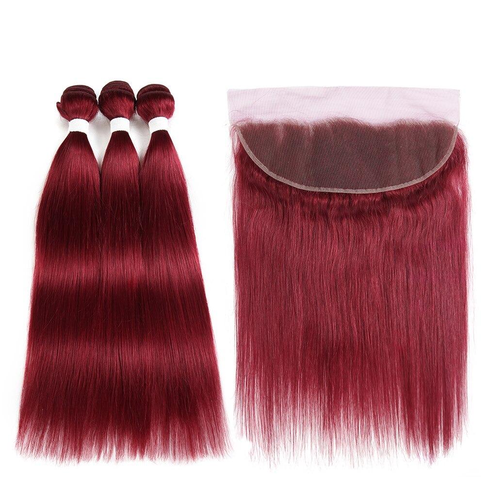 Burgundy 10A Grade 3/4 Straight #1B/Burgundy BUNDLES with CLOSURES & F