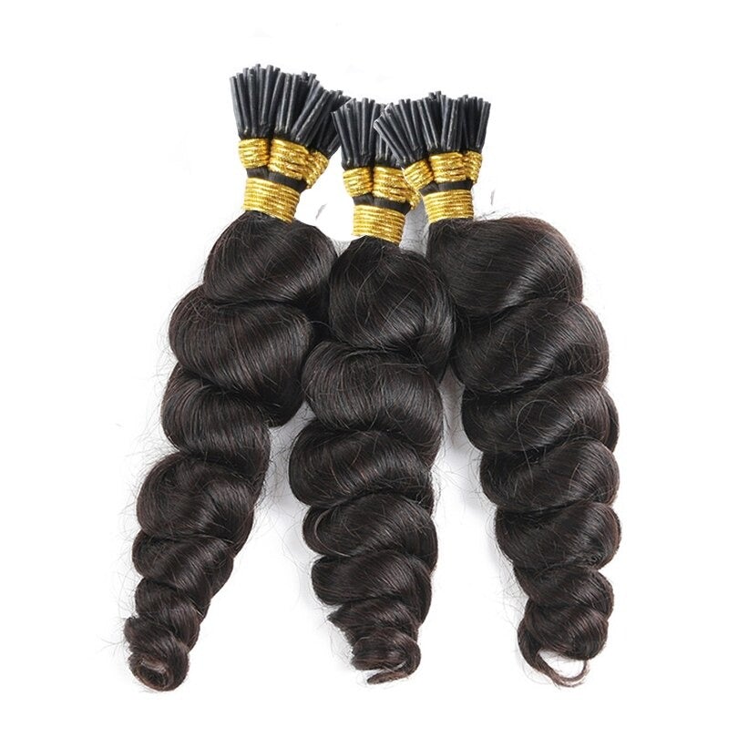 Loose Wave Human Hair i Tip Microlinks Bulk Braiding Human Hair Bundle